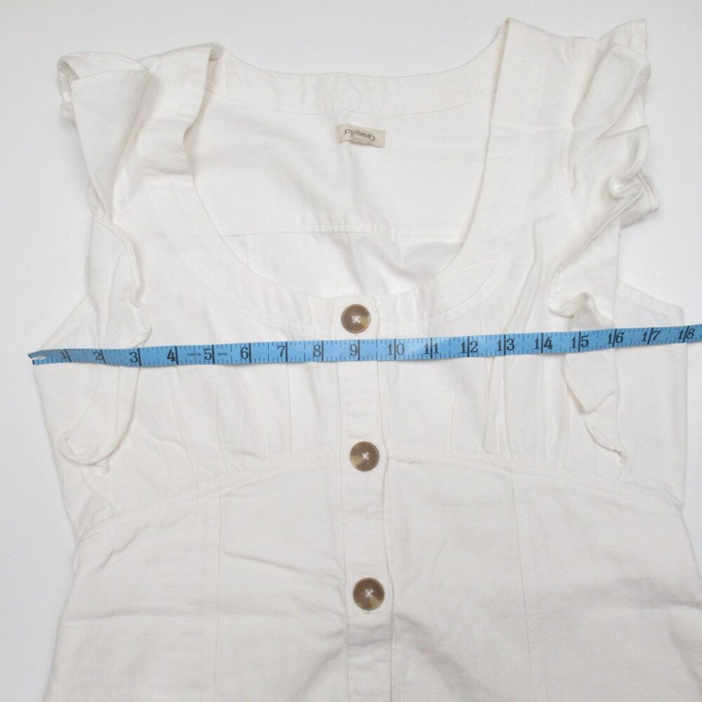 NWOT Anthropologie Pilcro Scoop-Neck Ruffle-Sleeve Buttondown Dress White Sz 10 - Picture 7 of 11